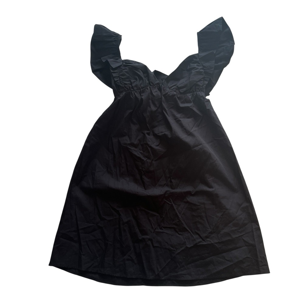 NWOT Miss Selfridge Petites Women's Size 0P Black Dress Ruffle Tie Babydoll